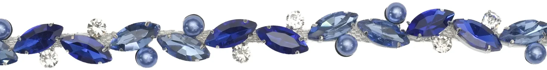 Bordura con navette blu e perle